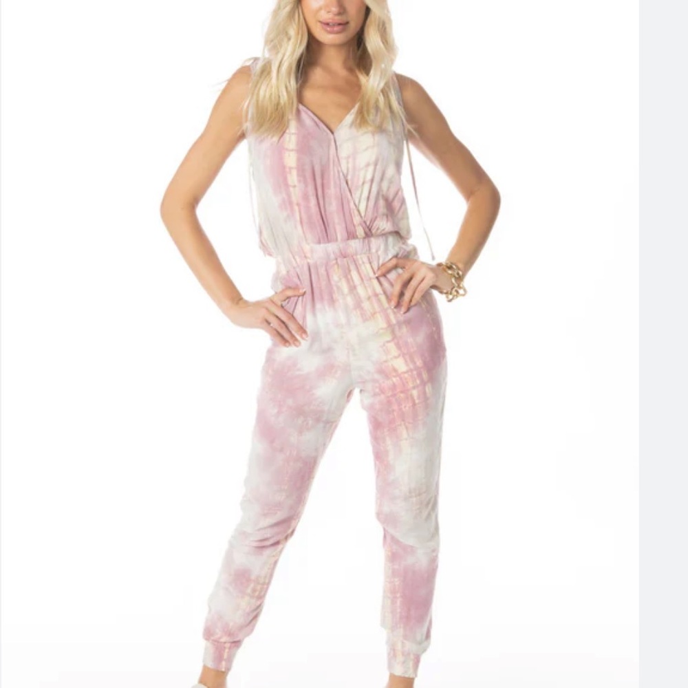 Pink tie dye jumpsuit